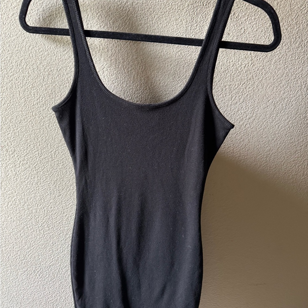 Love Tree Black Ribbed Mini Dress